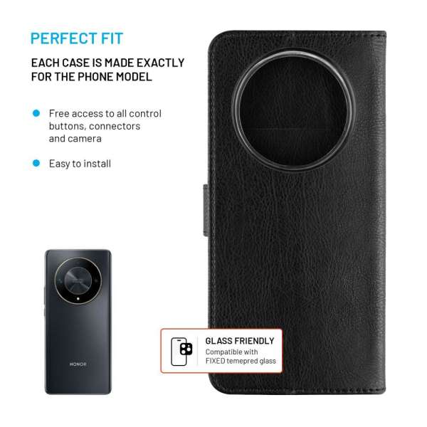 FIXED Opus oldalranyíló telefontok Honor Magic 7 Lite/X60 Pro 5G telefonhoz, fekete
