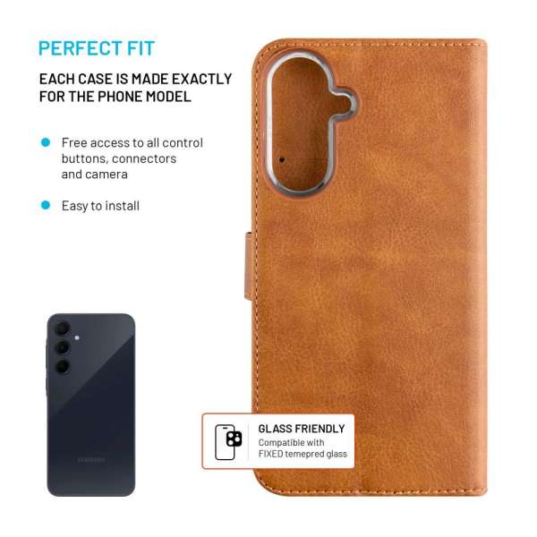 FIXED Opus oldalranyíló telefontok Samsung Galaxy A36 5G telefonhoz, barna