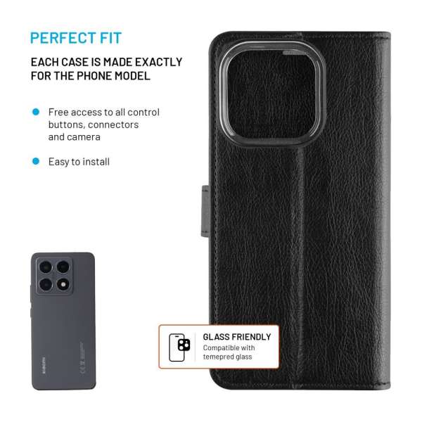 FIXED Opus oldalranyíló telefontok Xiaomi 15T készülékhez, fekete