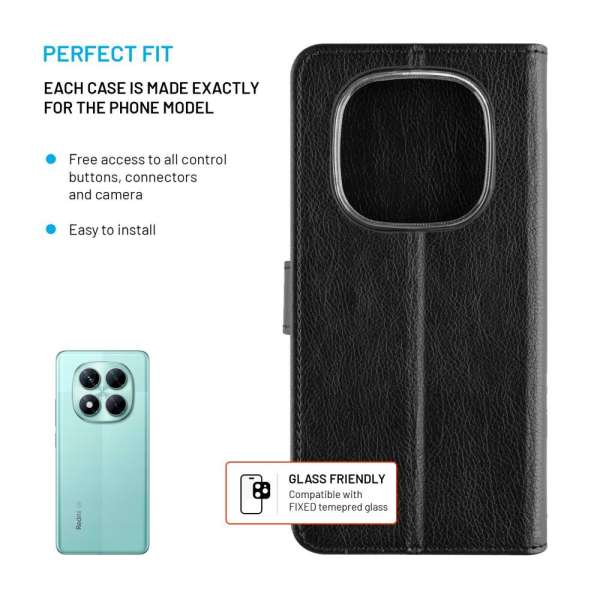 FIXED Opus oldalranyíló telefontok Xiaomi Redmi Note 14 Pro 5G/POCO X, fekete