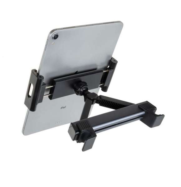 FIXED autós tablet tartó, fejtámlához rögzíthető, 7"-13" méretű tabletekhez, több irányba állítható, sötétszürke