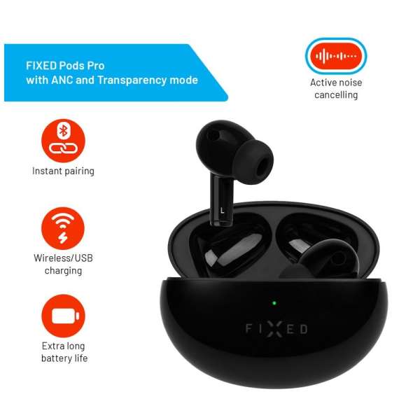 FIXED PD nélküli headset, fekete