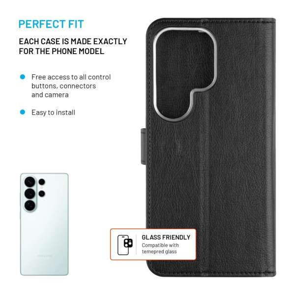 FIXED Opus oldalra nyíló telefontok Samsung Galaxy S26 Ultra készülékhez, fekete