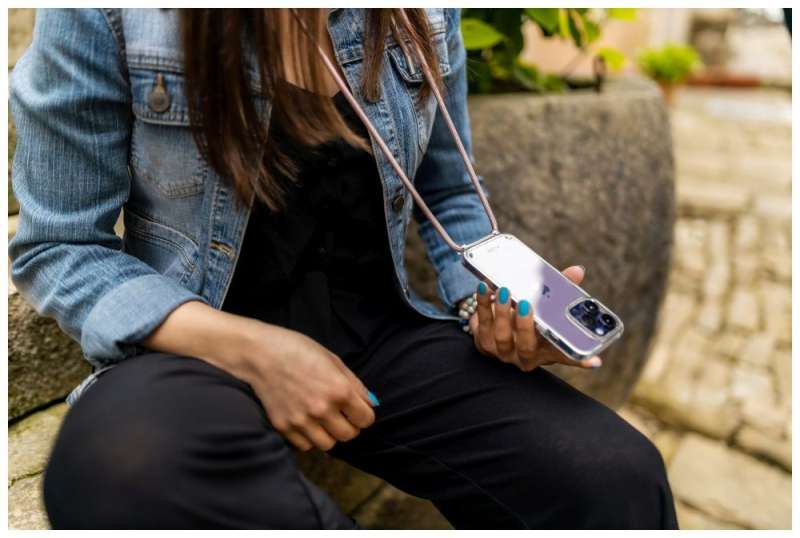 FIXED Pure Neck tok Apple iPhone 15 Plus telefonhoz, rózsaszín
