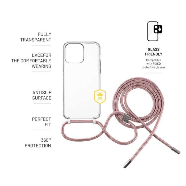 FIXED Pure Neck tok Apple iPhone 15 Pro telefonhoz, rózsaszín