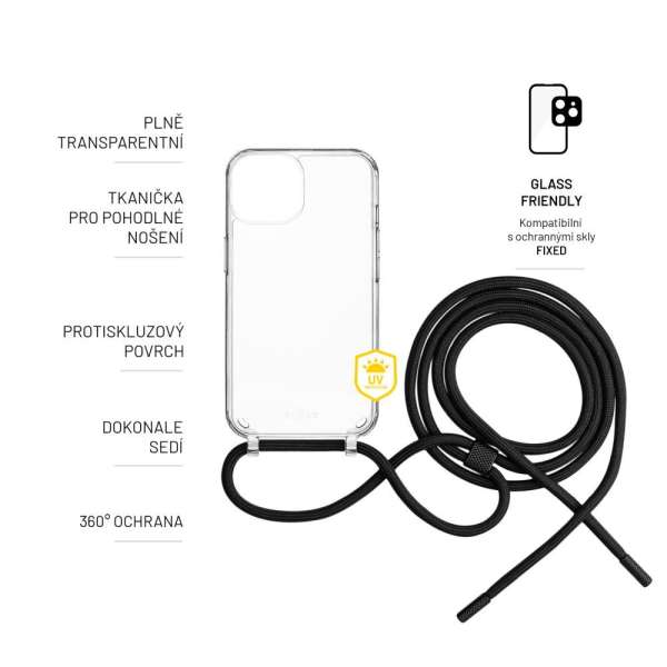 FIXED Pure Neck nyakba akasztahtó TPU gél tok  Samsung Galaxy A35 5G fekete FIXPUN-1262-BK