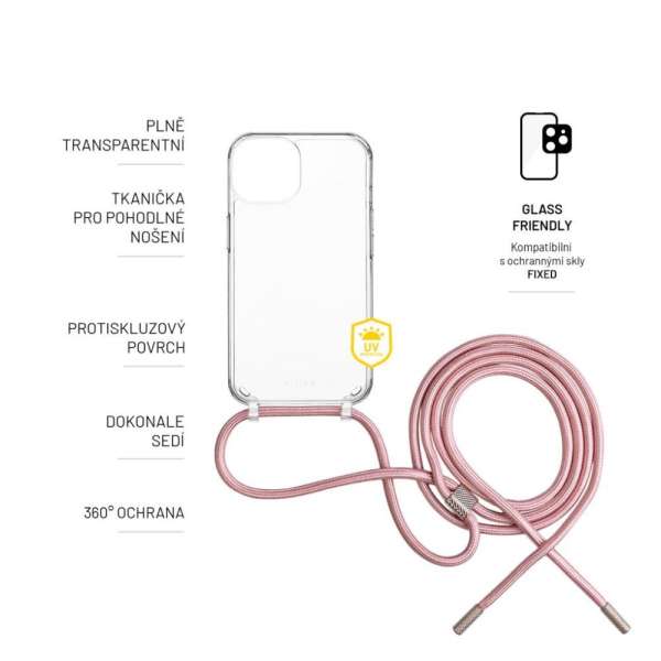 FIXED Pure Neck nyakba akasztahtó TPU gél tok  Samsung Galaxy S25+ rózsaszín