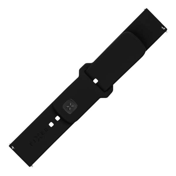FIXED univerzális szilikon óraszíj készlet, gyors kioldás, 20mm-es okosórákhoz, fekete, FIXSST2-20MM-BK