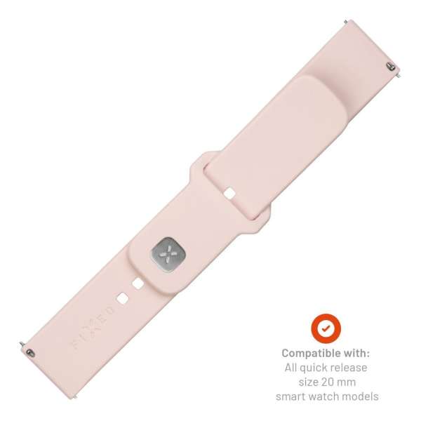 FIXED univerzális szilikon óraszíj készlet, gyors kioldás, 20mm-es okosórákhoz, pink, FIXSST2-20MM-PI