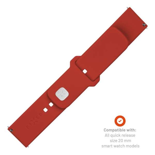 FIXED univerzális szilikon óraszíj készlet, gyors kioldás, 20mm-es okosórákhoz,, piros, FIXSST2-20MM-RD