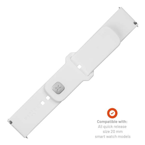FIXED univerzális szilikon óraszíj készlet, gyors kioldás, 20mm-es okosórákhoz, fehér, FIXSST2-20MM-WH