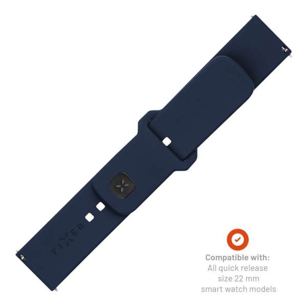 FIXED univerzális szilikon óraszíj készlet, gyors kioldás, 20mm-es okosórákhoz, kék FIXSST2-22MM-BL