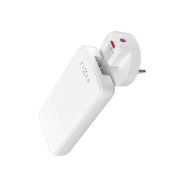 FIXED Slim Traveller 2xUSB-C utazási töltő világadapter GaN 45W, fehér