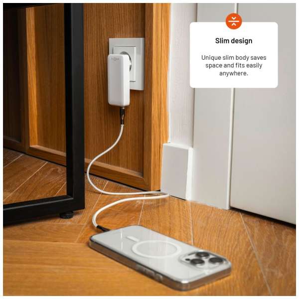 FIXED Slim Traveller 2xUSB-C utazási töltő világadapter GaN 45W, fehér