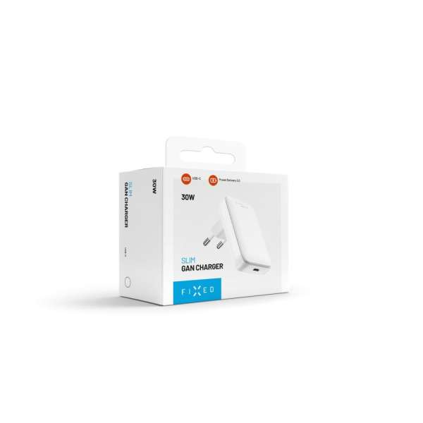 FIXED Slim USB-C úti töltő GaN PD 30W-os fehér