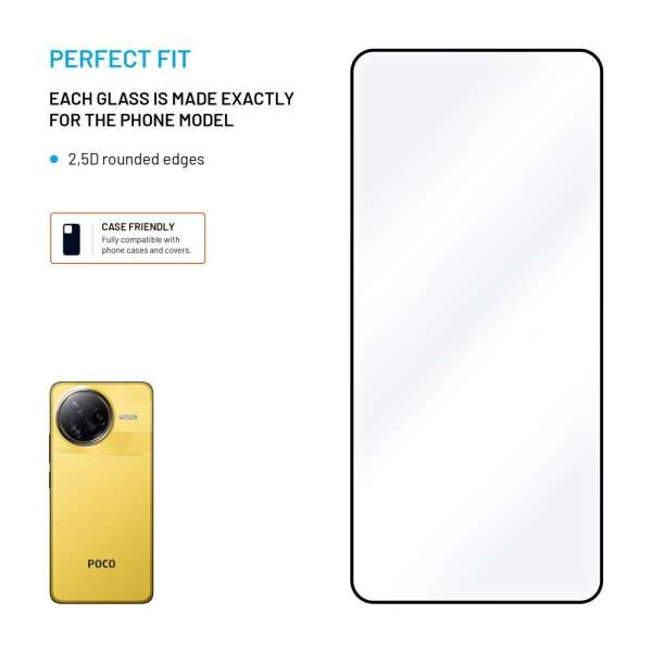 FIXED Teljes képernyős 2,5D-s edzett üvegfólia POCO F7 Ultra, black telefonhoz