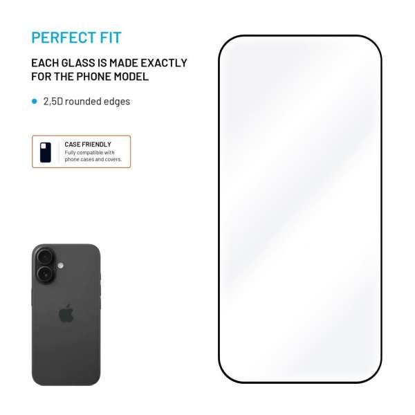 FIXED teljes képernyőt védő 2,5D edzett üveg Apple iPhone 17 Pro készülékhez, 2 darab, fekete