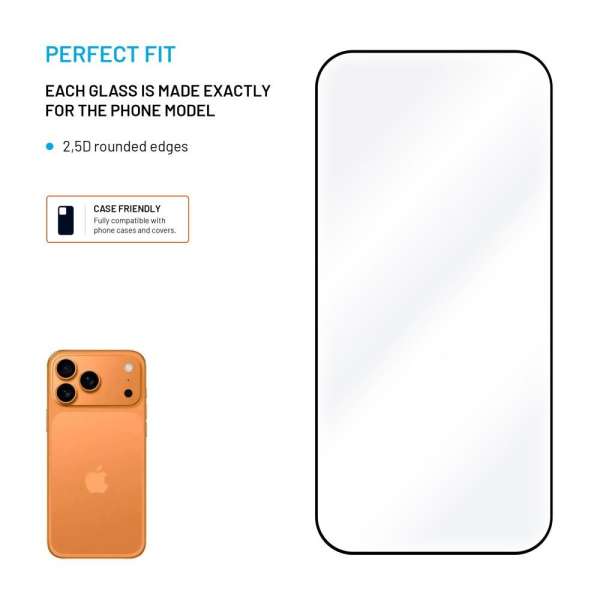 FIXED teljes képernyőt védő 2,5D edzett üveg Apple iPhone 17 Pro Max készülékhez, 2drb, fekete