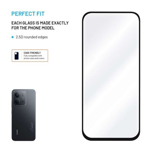 FIXED teljes képernyőt védő 2,5D edzett üveg Xiaomi Redmi 15C 4G/5G készülékhez, fekete
