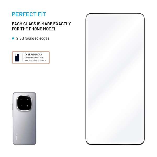 FIXED teljes képernyőt védő 2,5D edzett üveg Xiaomi Redmi Note 14, fekete