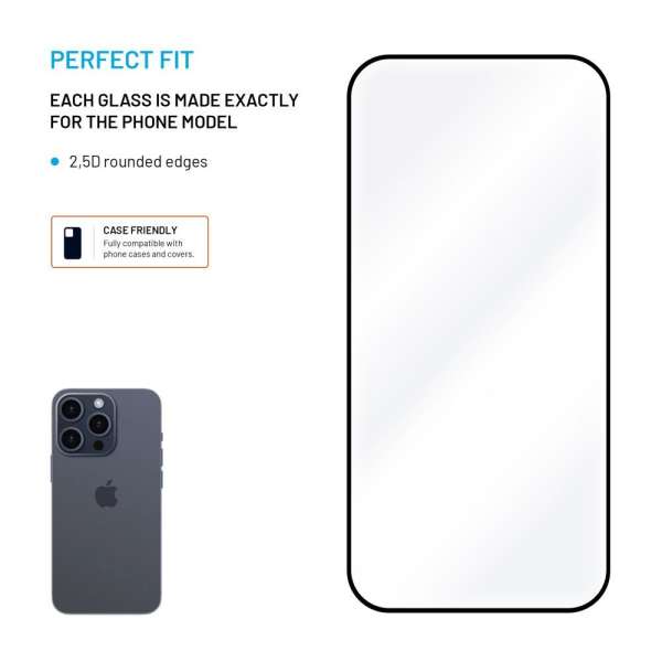 FIXED teljes képernyőt védő 2,5D üvegfólia Motorola Moto G15/Power telefonhoz, fekete