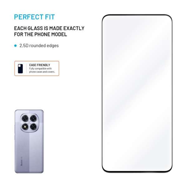 FIXED teljes képernyőt védő 2,5D üvegfólia Xiaomi Redmi Note 14 5G telefonhoz, fekete