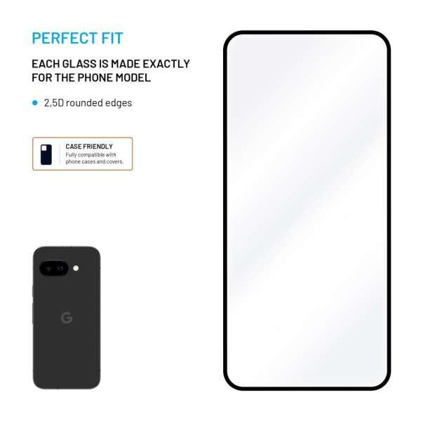FIXED teljes képernyőt védő edzett üveg Google Pixel 9a készülékhez, fekete