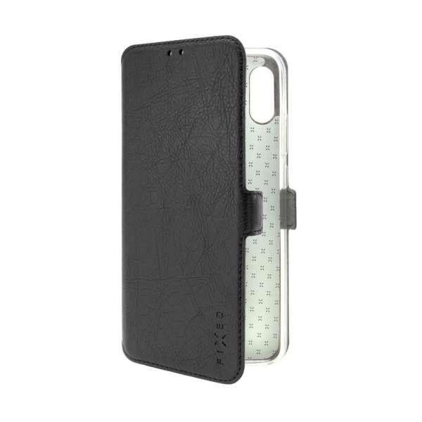 FIXED Topic oldalra nyíló telefontok műbőr Motorola Moto G34 5G készülékhez, fekete, FIXTOP-1295-BK