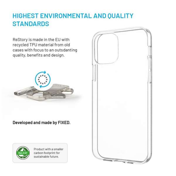 FIXED újrahasznosított anyagból készült AntiUV TPU hátlap Apple iPhone 12/12 Pro készülékhez, átlátszó