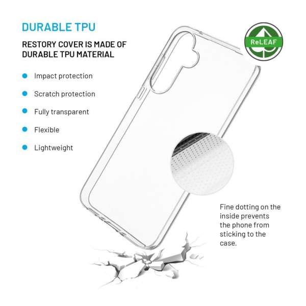 FIXED újrahasznosított anyagból készült AntiUV TPU hátlap Samsung Galaxy A35 5G készülékhez, átlátszó