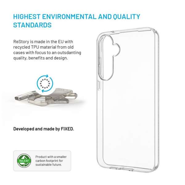 FIXED újrahasznosított anyagból készült AntiUV TPU hátlap Samsung Galaxy A55 5G készülékhez, átlátszó