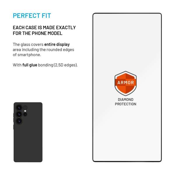 FIXED Ultra strapabíró edzett üvegfólia porálló applikátorral és AR réteggel Samsung Galaxy S25 Ultra készülékhez fekete