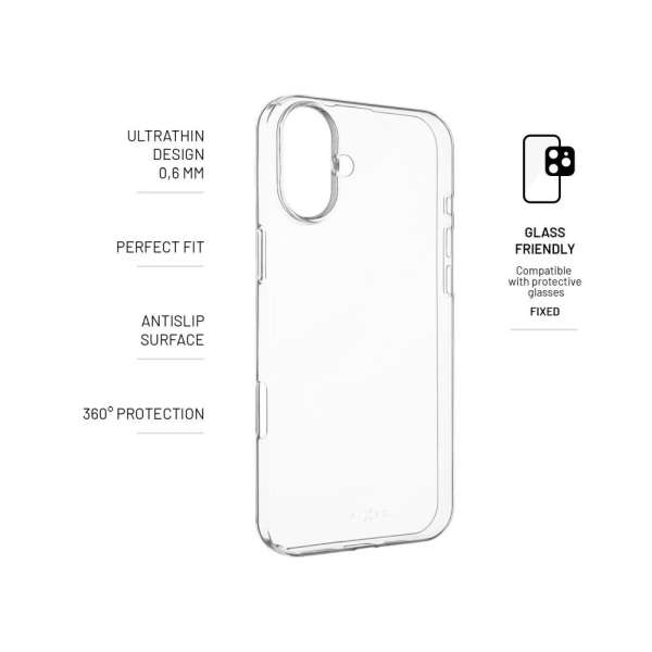 FIXED ultravékony TPU telefontok Apple iPhone 16 Plus telefonhoz, átlátszó