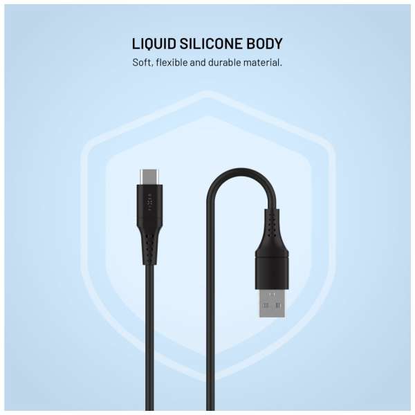 FIXED USB 2.0 hajlékony szilikon kábel USB-C/USB-C 0,3m, fekete