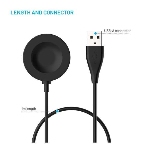 FIXED USB-A töltőkábel Huawei Watch GT 2 Pro/3/3 Pro/4/4 Pro/5/5 Pro okosórához, fekete