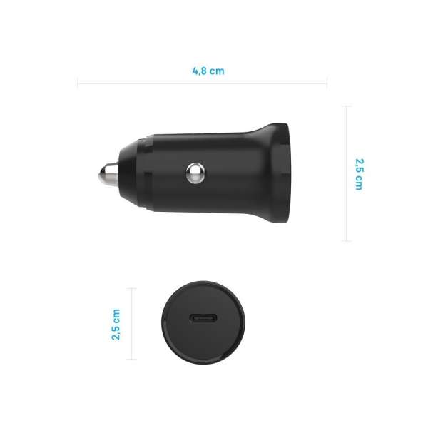 FIXED USB-C autós töltő 20W, fekete, FIXCC20N-C-BK