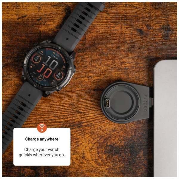 FIXED USB-C töltőadapter Garmin Fenix ​​5/6/7/7X/8, Epix, Venu 2/3/3S, Vívoactive 3/4/5 készülékekhez, fekete
