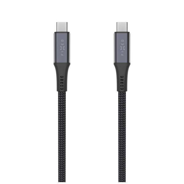 FIXED USB-C/USB-C adat- és töltőkábel FIXDBP-CC2-GR fonott szövet borítás, USB4 gen2 20Gbps 4K 60Hz max 240W 2m, szürke