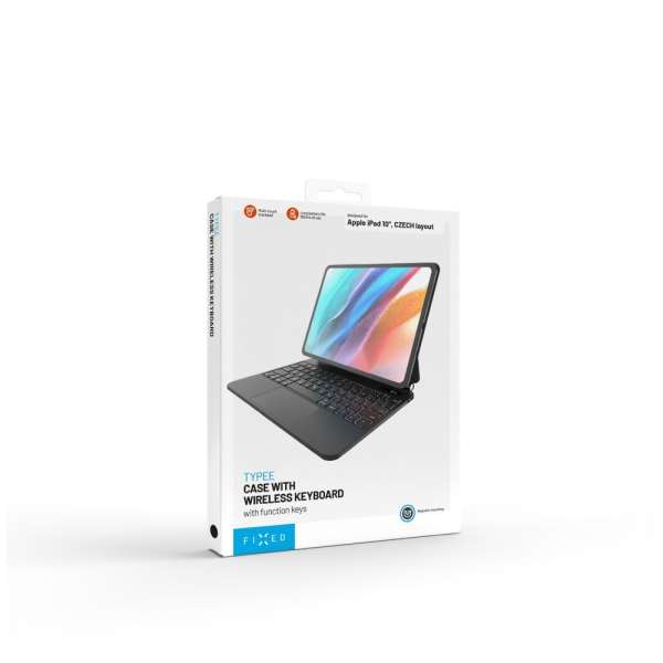 FIXED védő tok vezeték nélküli billentyűzettel Apple iPad 10,9" 2022 (10th gen) CZ, fekete