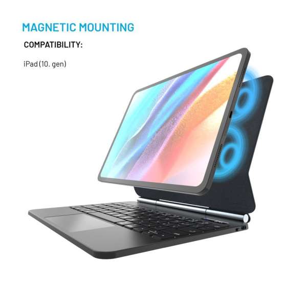 FIXED védő tok vezeték nélküli billentyűzettel Apple iPad 10,9" 2022 (10th gen) CZ, fekete