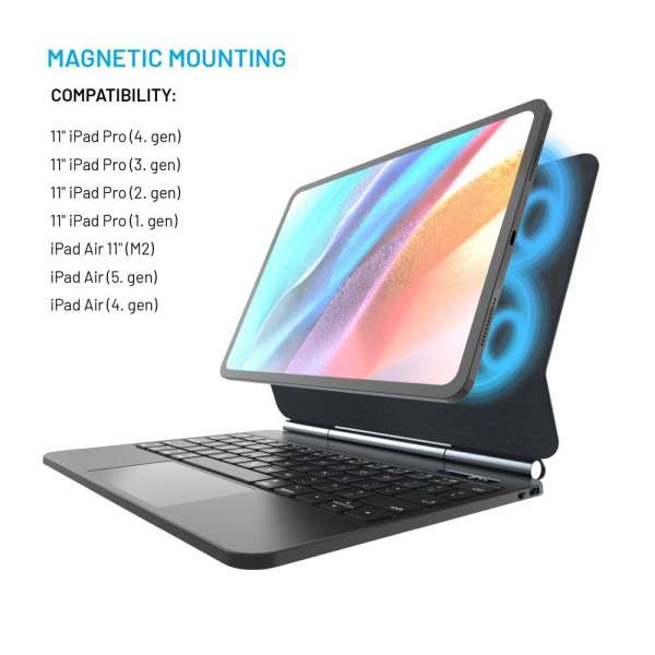 FIXED védő tok vezeték nélküli billentyűzettel Apple iPad Pro 11" and iPad Air 10,9" EN, fekete