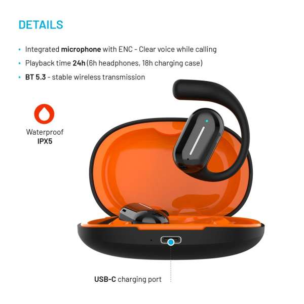 FIXED vezeték nélküli headset, fekete