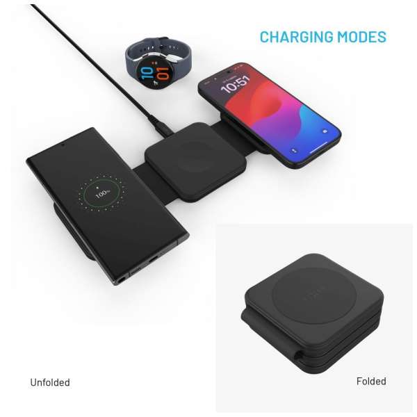 FIXED vezeték nélküli töltőállomás Samsung készülékekhez, fekete