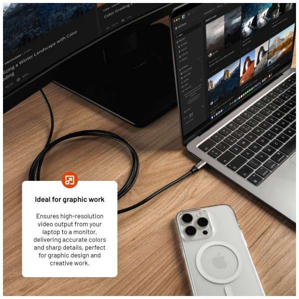 FIXED videó kábel USB-C/HDMI USB-C 3.1 Gen 2 18Gbps HDMI 2.0 4K60Hz 2m, szürke