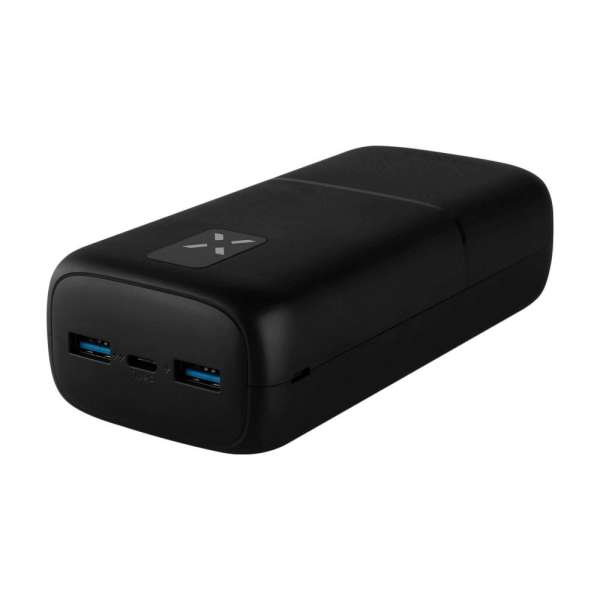FIXED Zen 30 powerbank, 30 000 mAh, 20W PowerDelivery, 1 db USB-C és 2 db USB-A kimenet, LED kijelző, 5V/9V/12V kimeneti feszültség, fekete
