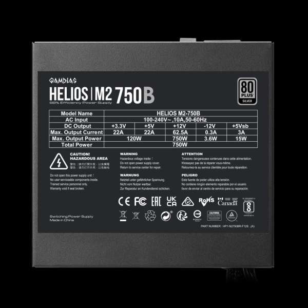 Gamdias 750W 80+ Silver Helios M2-750B