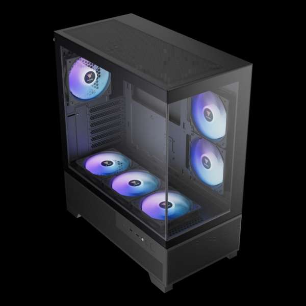 Gamdias Aura GC12 ARGB Tempered Glass Black