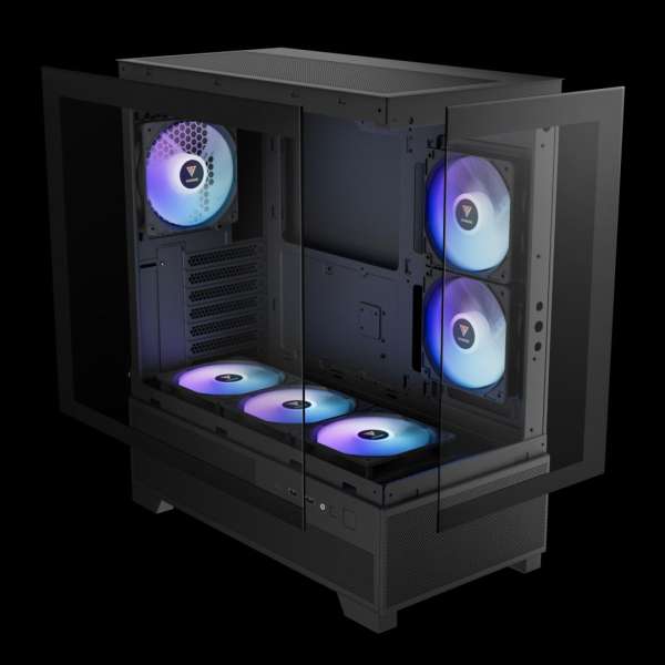 Gamdias Aura GC12 ARGB Tempered Glass Black