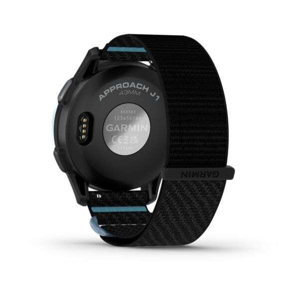 Garmin Approach J1 Cloud Blue Aluminum Bezel with Black/Azure ComfortFit Fabric Band