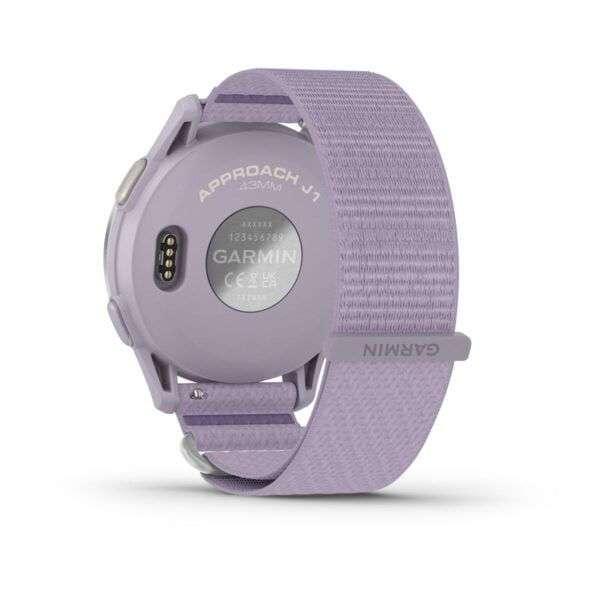 Garmin Approach J1 Silver Aluminum Bezel with Lilac ComfortFit Fabric Band